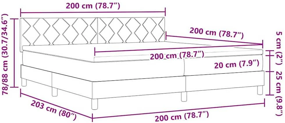 LED Čiužinio Lova su galvūgalio Kreminė 200 x 200 cm audinys