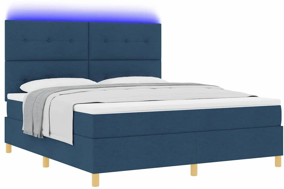 LED Čiužinio Lova su galvūgalio Mėlyna 180 x 200 cm audinys