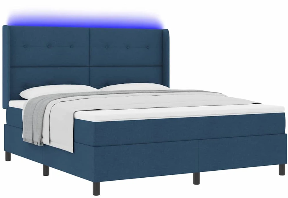 LED Čiužinio Lova su galvūgalio Mėlyna 180 x 200 cm audinys
