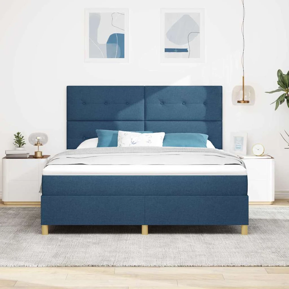 LED Čiužinio Lova su galvūgalio Mėlyna 180 x 200 cm audinys