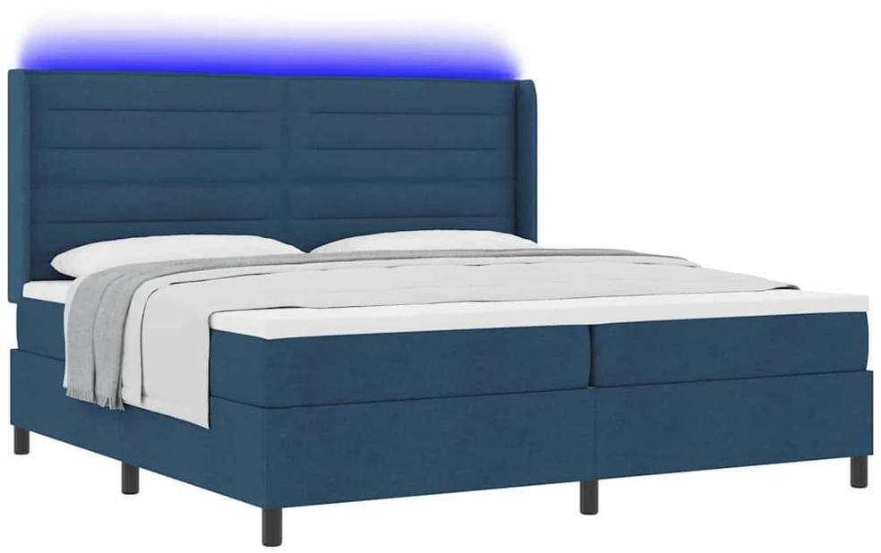 LED Čiužinio Lova su čiužiniu Mėlyna 200 x 200 cm audinys