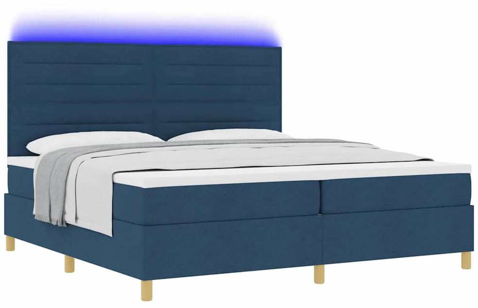 LED Čiužinio Lova su čiužiniu Mėlyna 200 x 200 cm audinys