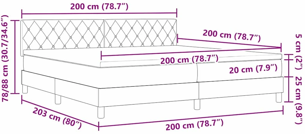 LED Čiužinio Lova su galvūgalio Rožinė 200 x 200 cm Aksomas