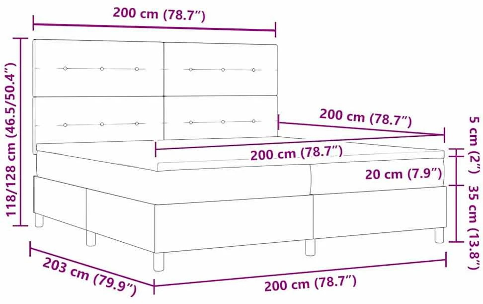 LED Čiužinio Lova su galvūgalio Rožinė 200 x 200 cm Aksomas