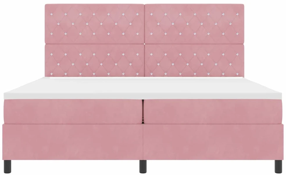 LED Čiužinio Lova su čiužiniu Rožinė 200 x 200 cm Aksomas