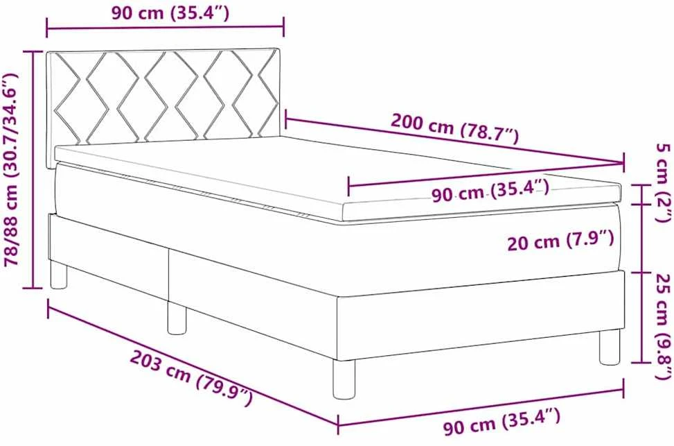 LED Čiužinio Lova su galvūgalio Juoda 90 x 200 cm Aksomas