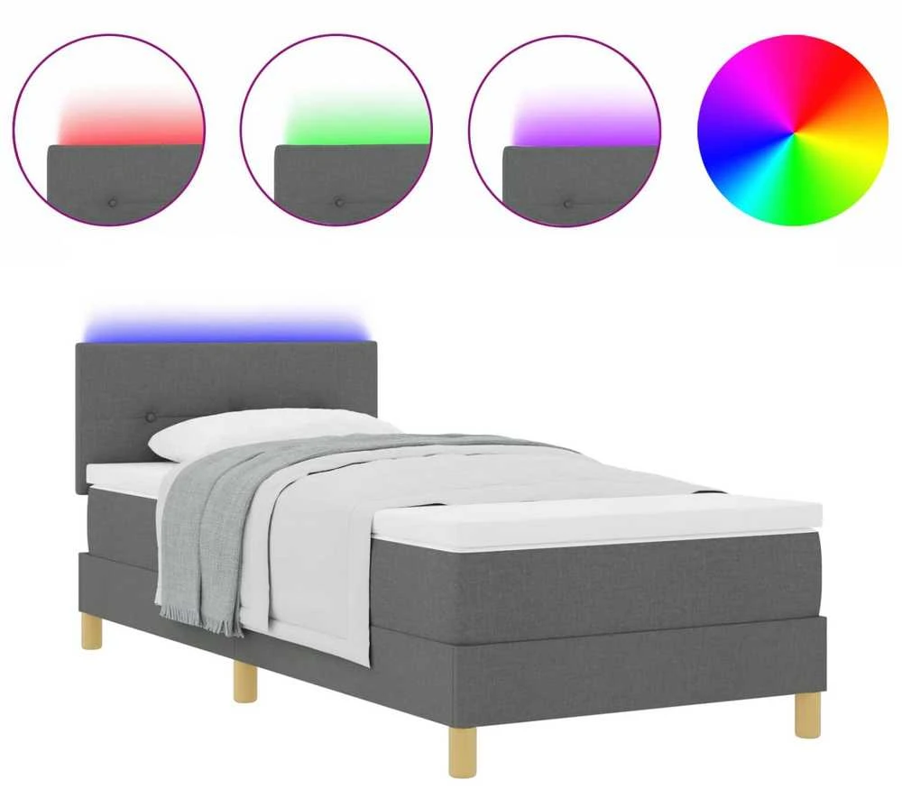 LED Čiužinio Lova Tamsiai pilka 80 x 200 cm audinys