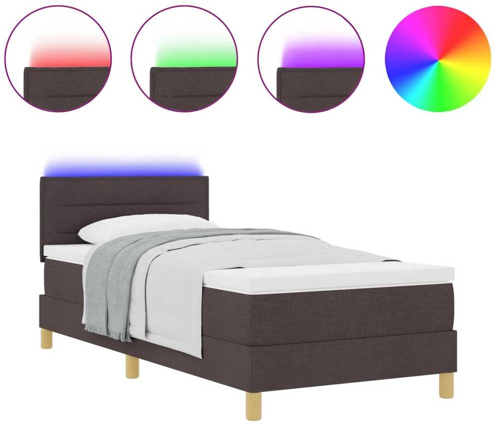 LED Čiužinio Lova Tamsiai rudas 90 x 200 cm audinys