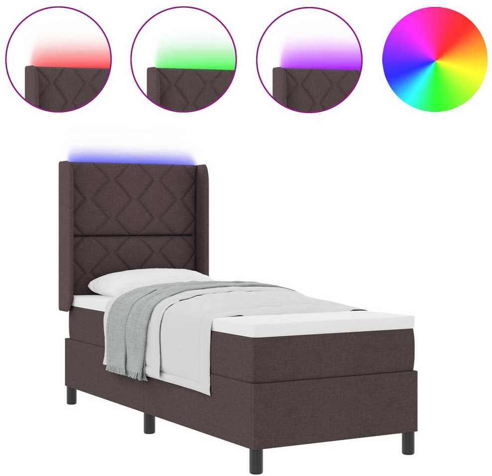 LED Čiužinio Lova Tamsiai rudas 90 x 190 cm audinys