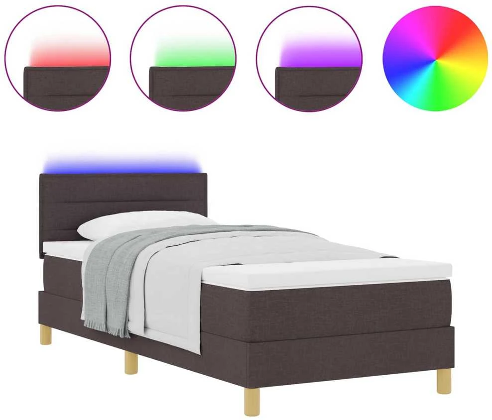 LED Čiužinio Lova Tamsiai rudas 80 x 200 cm audinys
