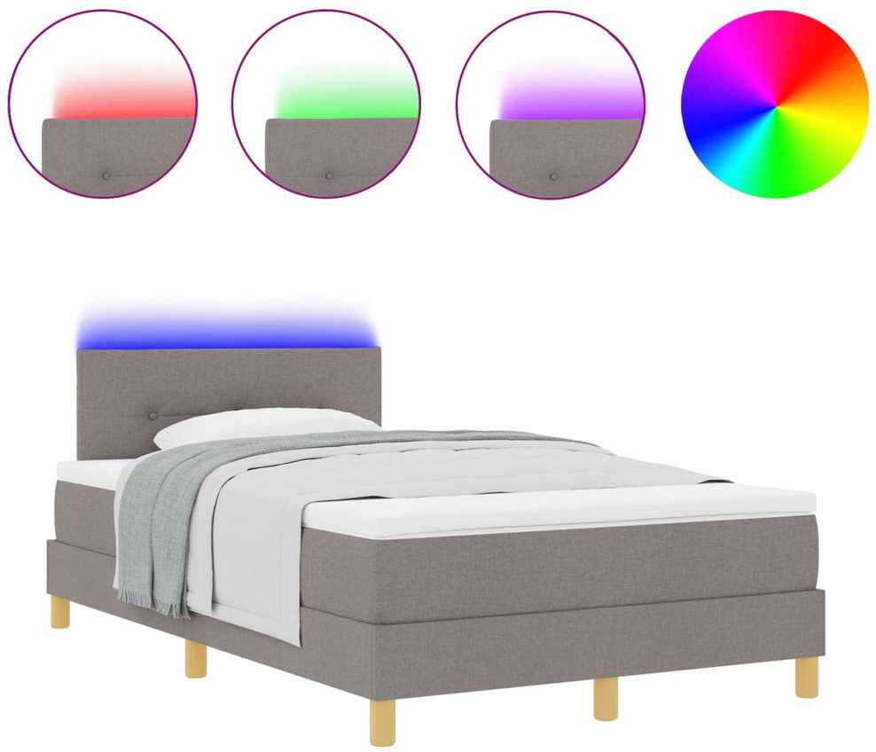 LED Čiužinio Lova su galvūgalio Taupe 120 x 190 cm audinys