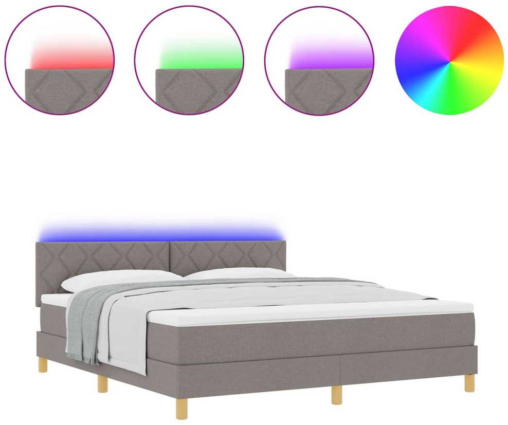 LED Čiužinio Lova su galvūgalio Taupe 180 x 200 cm audinys