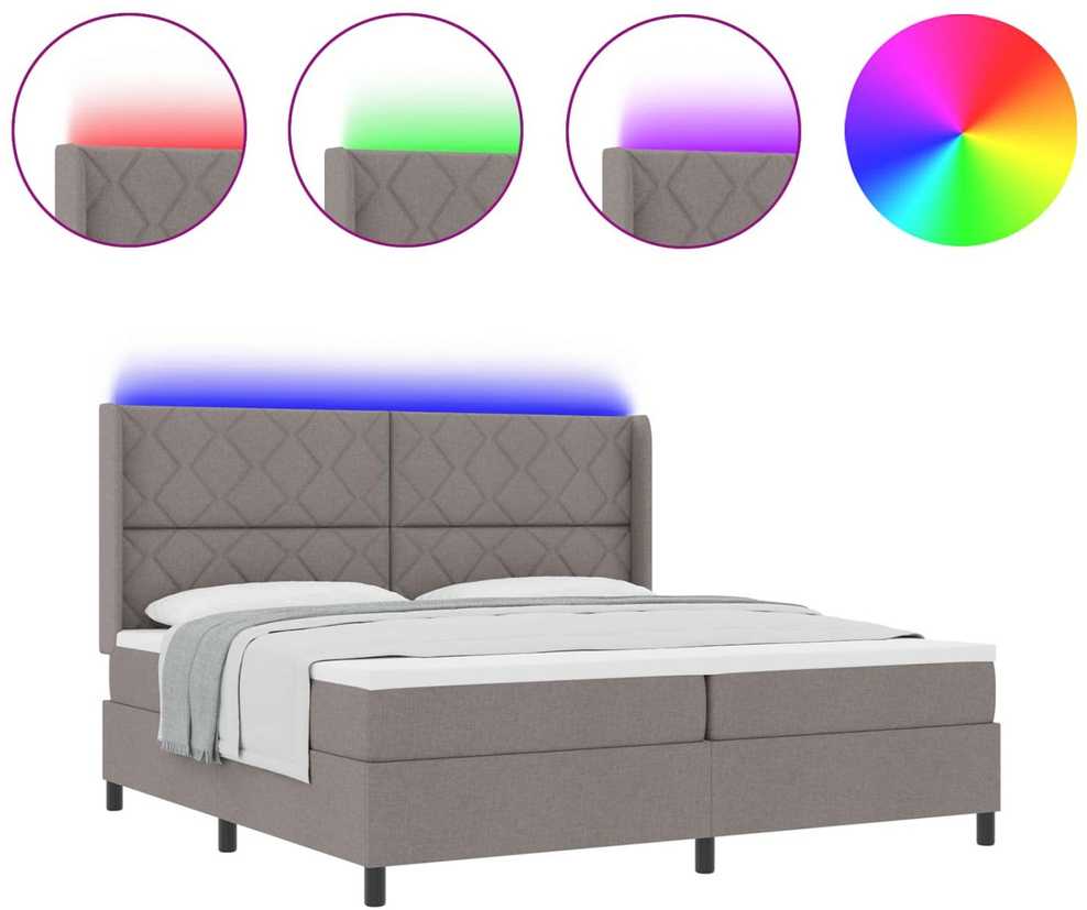 LED Čiužinio Lova su galvūgalio Tortora 200 x 200 cm audinys