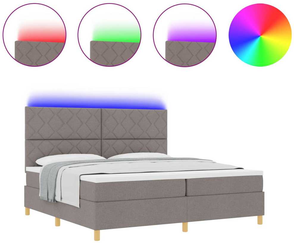 LED Čiužinio Lova su galvūgalio Tortora 200 x 200 cm audinys