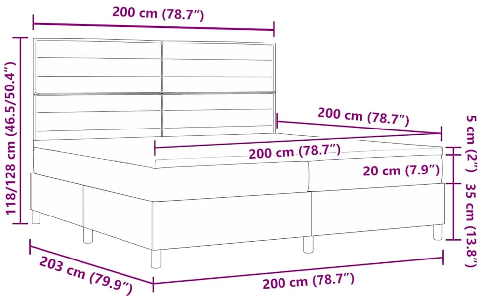 LED Čiužinio Lova su galvūgalio Tortora 200 x 200 cm audinys