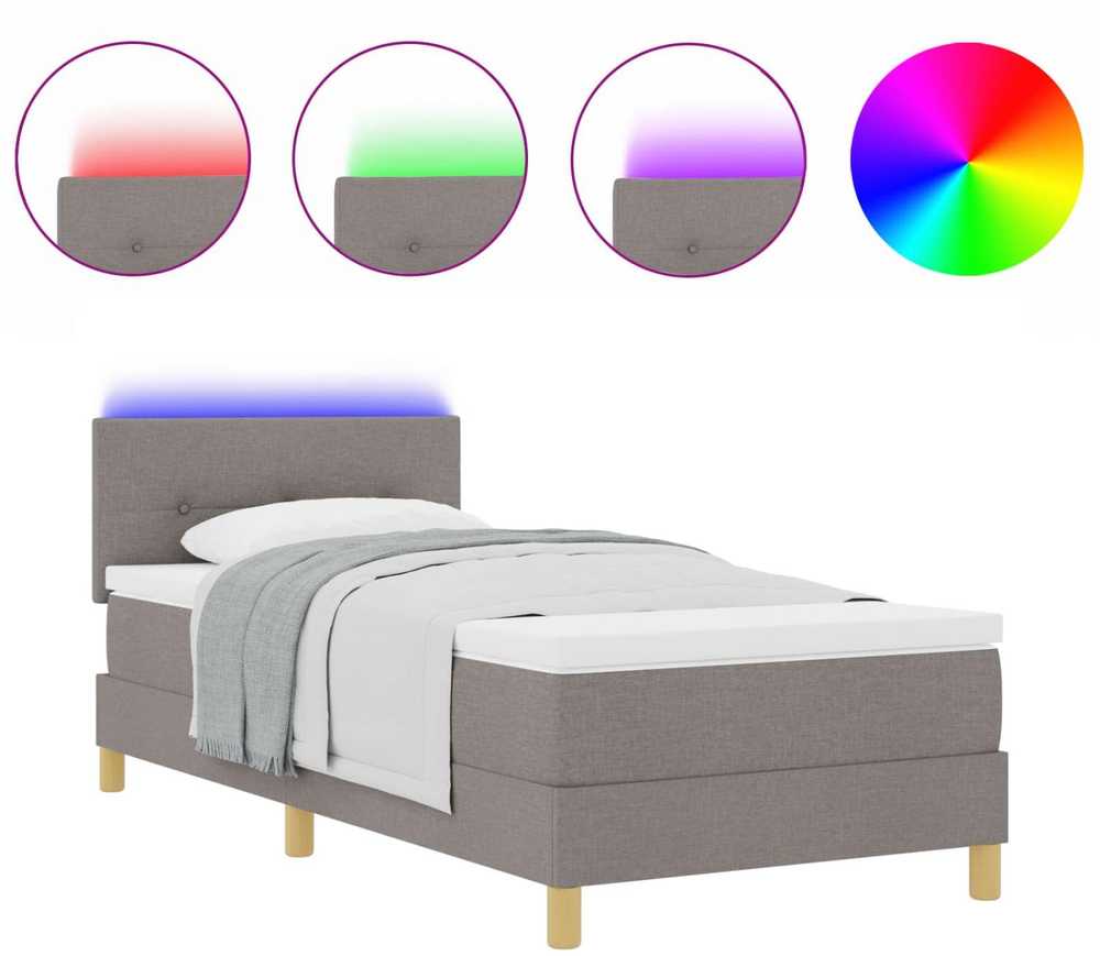 LED Čiužinio Lova su galvūgalio Taupe 80 x 200 cm audinys