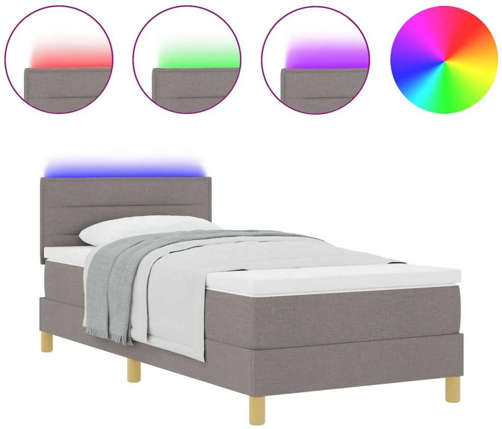 LED Čiužinio Lova su galvūgalio Taupe 80 x 200 cm audinys