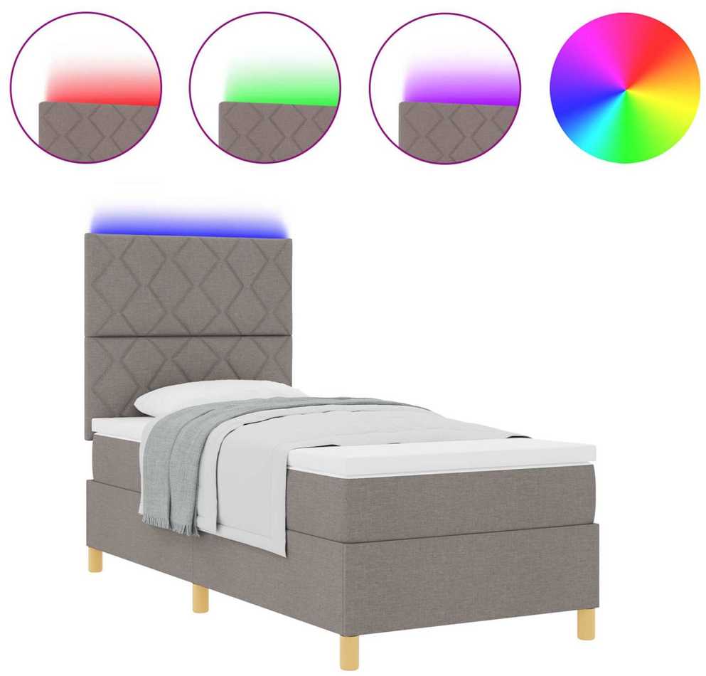 LED Čiužinio Lova su galvūgalio Tortora 90 x 190 cm audinys