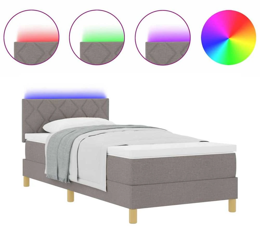 LED Čiužinio Lova su galvūgalio Taupe 90 x 200 cm audinys