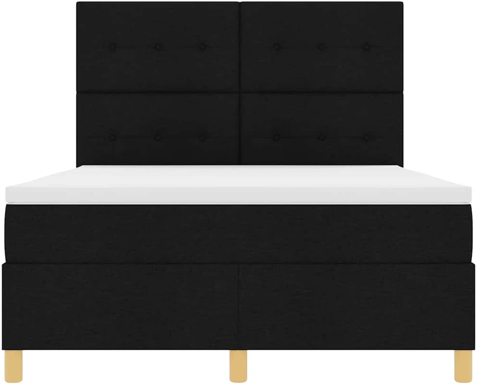 LED Čiužinio Lova su galvūgalio Juoda 140 x 200 cm audinys