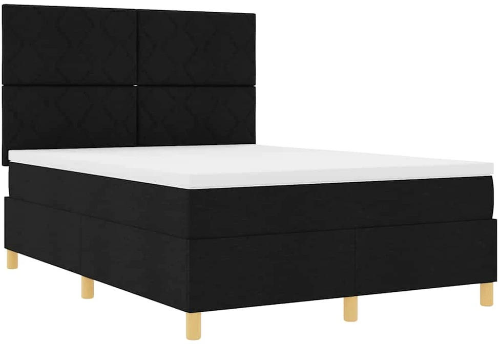 LED Čiužinio Lova su galvūgalio Juoda 140 x 190 cm audinys