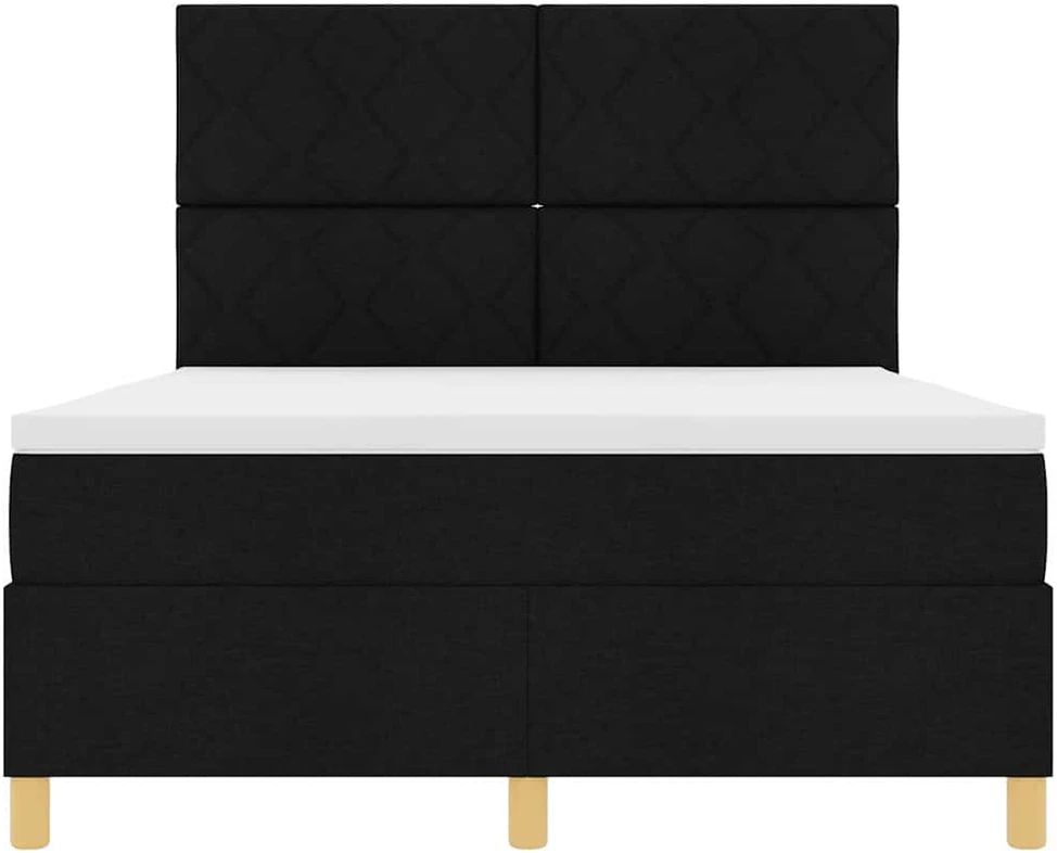 LED Čiužinio Lova su galvūgalio Juoda 140 x 200 cm audinys
