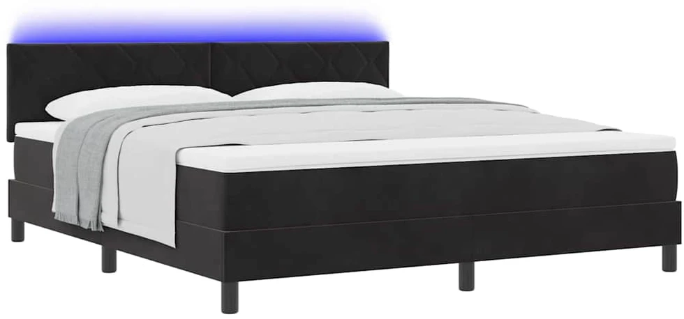 LED Čiužinio Lova su galvūgalio Juoda 180 x 200 cm Aksomas