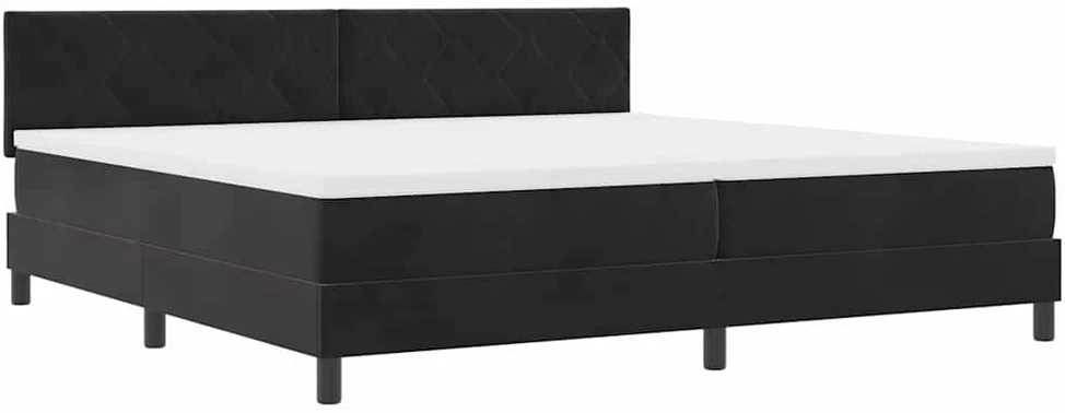 LED Čiužinio Lova su galvūgalio Juoda 200 x 200 cm Aksomas