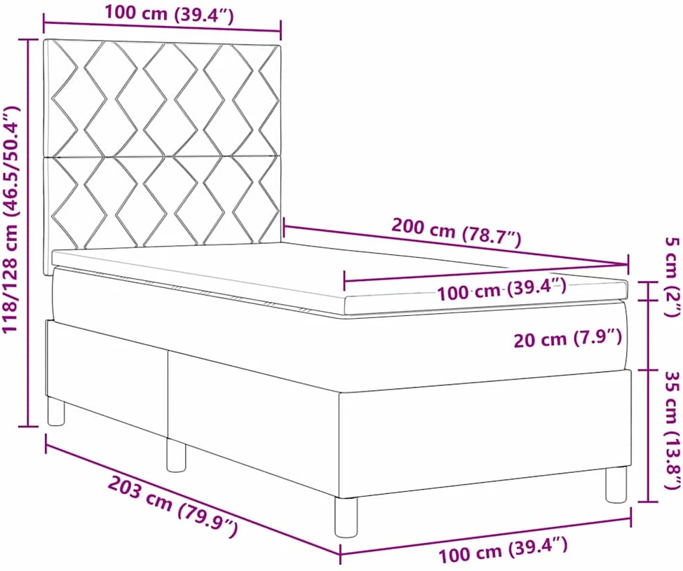 LED Čiužinio Lova su galvūgalio Juodas 100 x 200 cm Aksomas