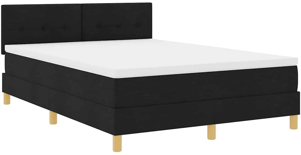 LED Čiužinio Lova su galvūgalio Juodas 140 x 190 cm audinys