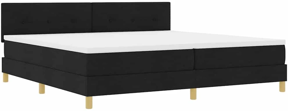 LED Čiužinio Lova su galvūgalio Juodas 200 x 200 cm audinys