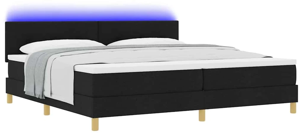 LED Čiužinio Lova su galvūgalio Juodas 200 x 200 cm audinys