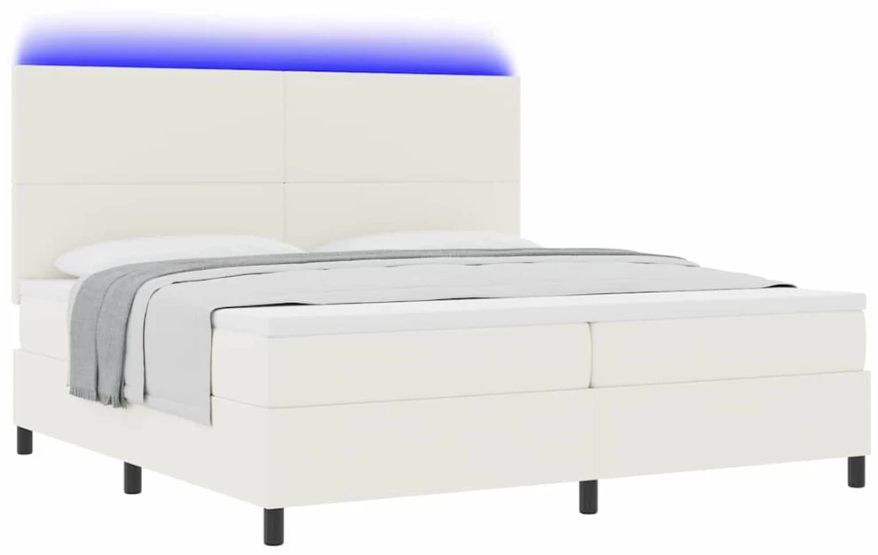 LED Čiužinio Lova su galvūgalio Kremas ir balta 200 x 200 cm