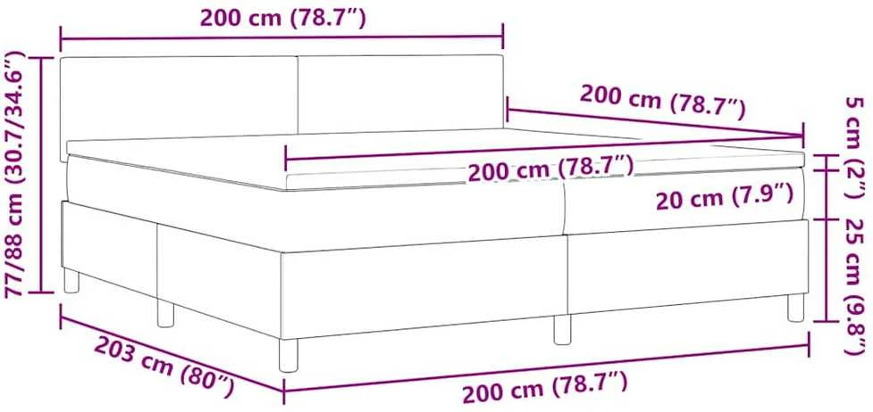 LED Čiužinio Lova su galvūgalio Kremas ir balta 200 x 200 cm
