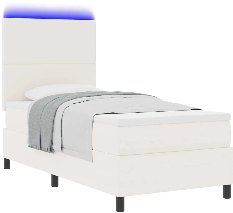 LED Čiužinio Lova su galvūgalio Kremas ir balta 80 x 200 cm