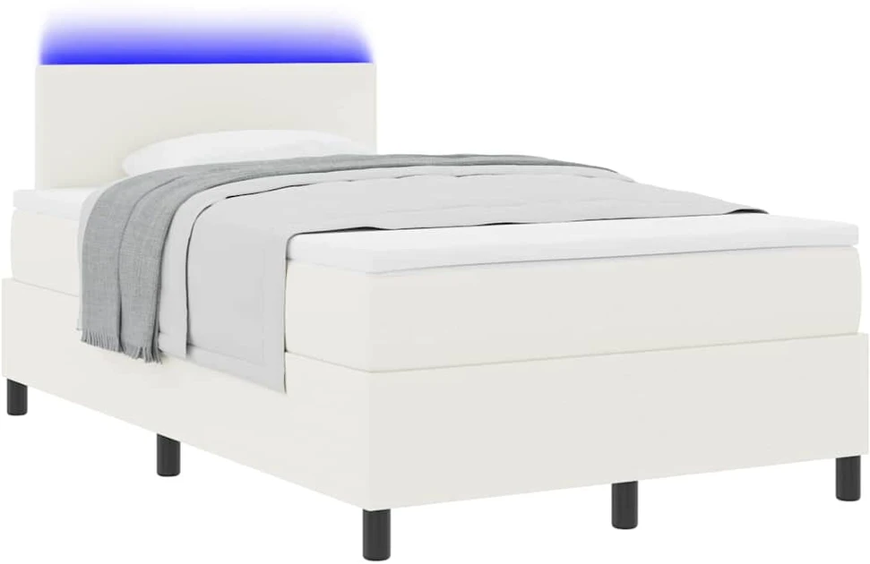 LED Čiužinio Lova su galvūgalio Kremas ir balta 120 x 200 cm