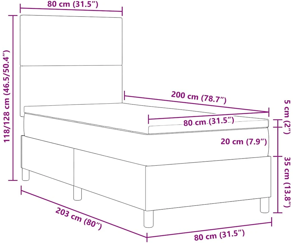 LED Čiužinio Lova su galvūgalio Kremas ir balta 80 x 200 cm