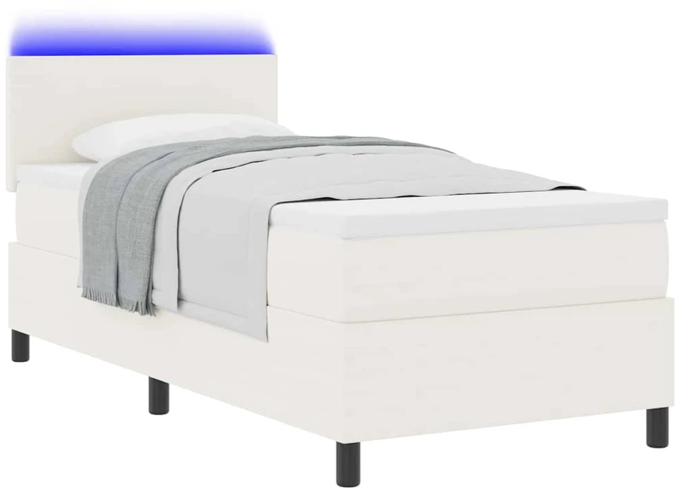 LED Čiužinio Lova su galvūgalio Kremas ir balta 80 x 200 cm