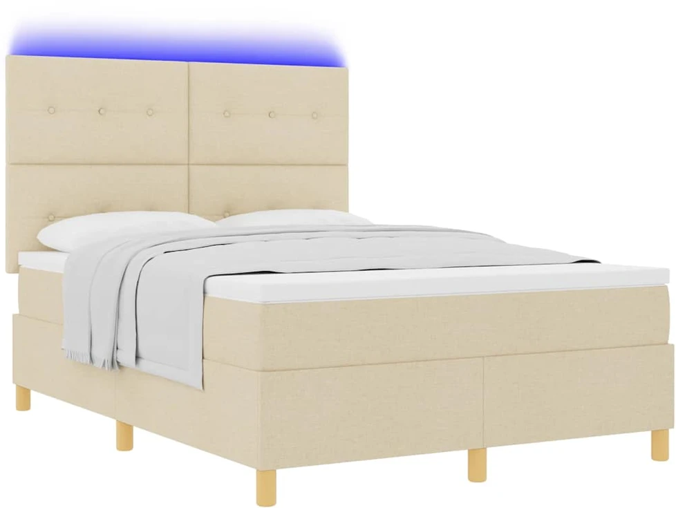LED Čiužinio Lova su galvūgalio Kreminė 160 x 200 cm audinys