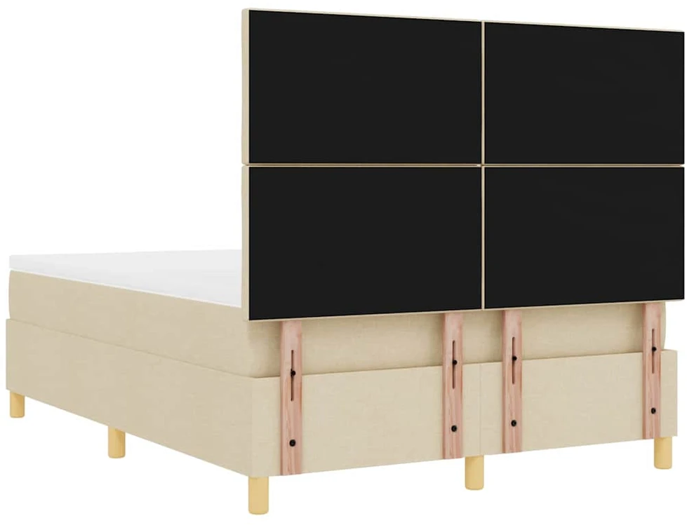 LED Čiužinio Lova su galvūgalio Kreminė 160 x 200 cm audinys