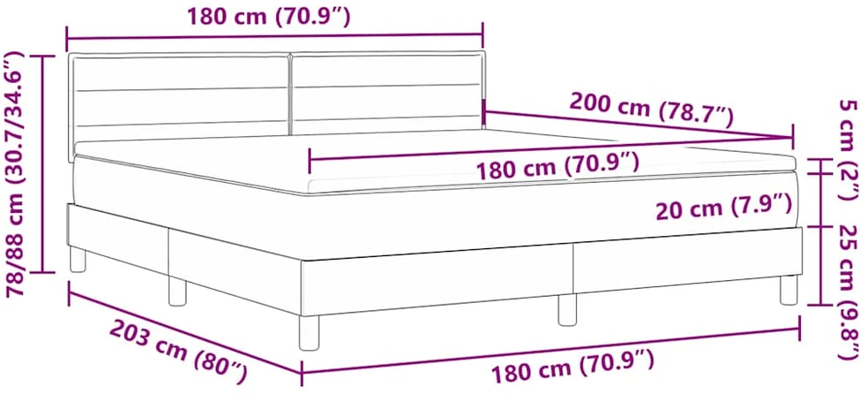 LED Čiužinio Lova su galvūgalio Kreminė 180 x 200 cm audinys