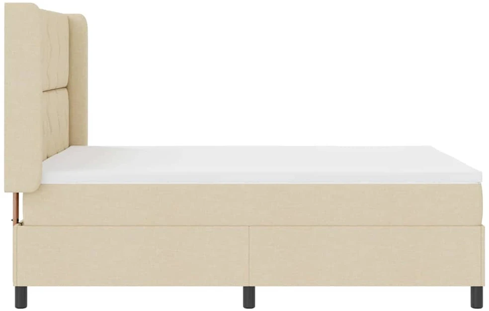 LED Čiužinio Lova su galvūgalio Kreminė 160 x 200 cm audinys
