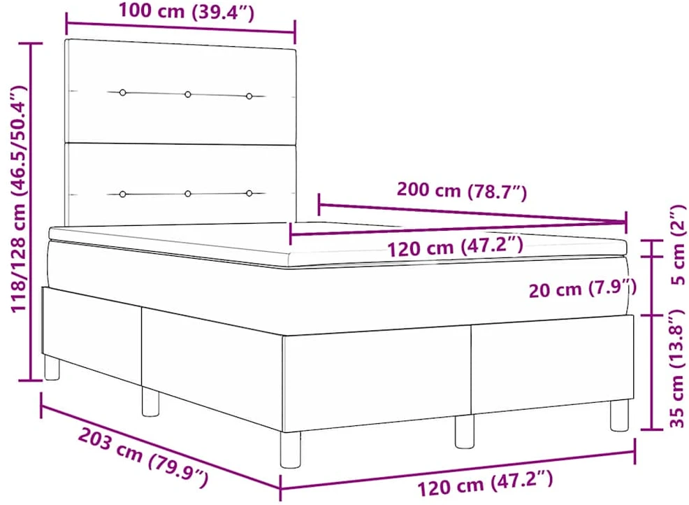 LED Čiužinio Lova su galvūgalio Kreminė 120 x 200 cm audinys