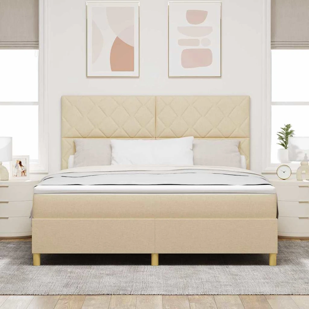 LED Čiužinio Lova su galvūgalio Kreminė 180 x 200 cm audinys
