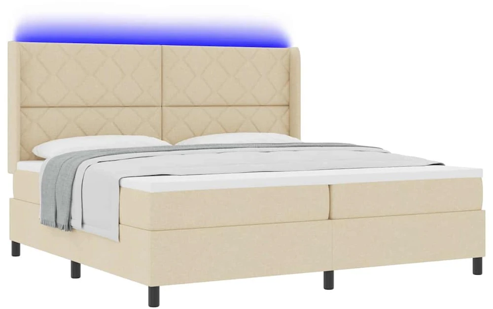 LED Čiužinio Lova su galvūgalio Kreminė 200 x 200 cm audinys