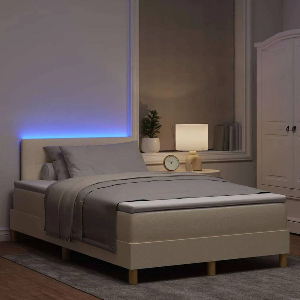 LED Čiužinio Lova su galvūgalio Kreminė 120 x 200 cm audinys