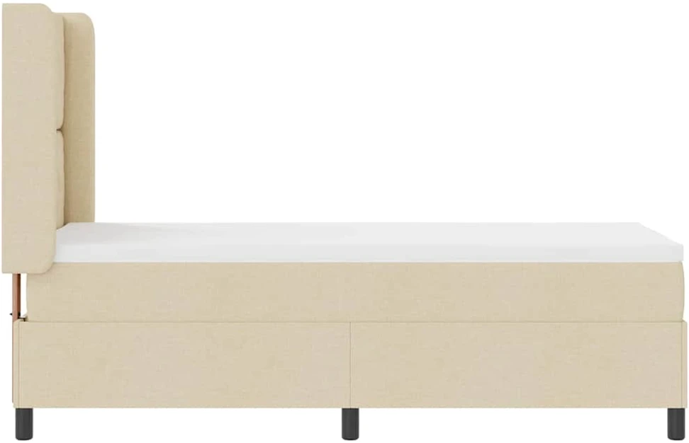 LED Čiužinio Lova su galvūgalio Kreminė 90 x 190 cm audinys