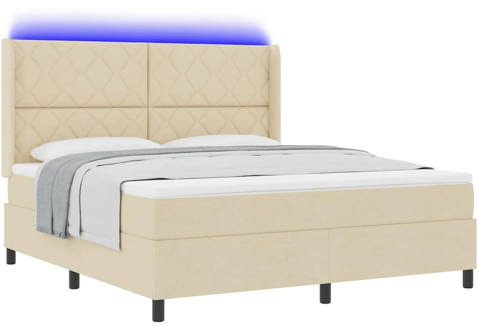 LED Čiužinio Lova su galvūgalio Kreminė 180 x 200 cm audinys