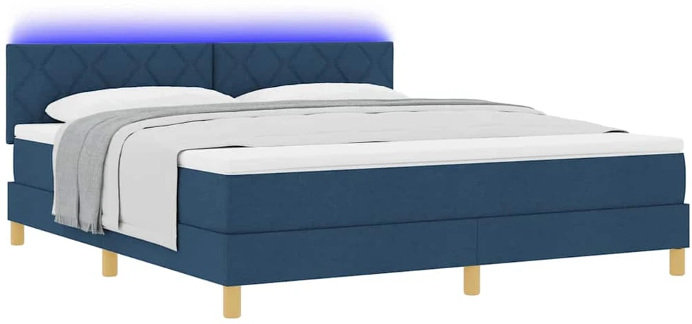 LED Čiužinio Lova su galvūgalio Mėlyna 180 x 200 cm audinys