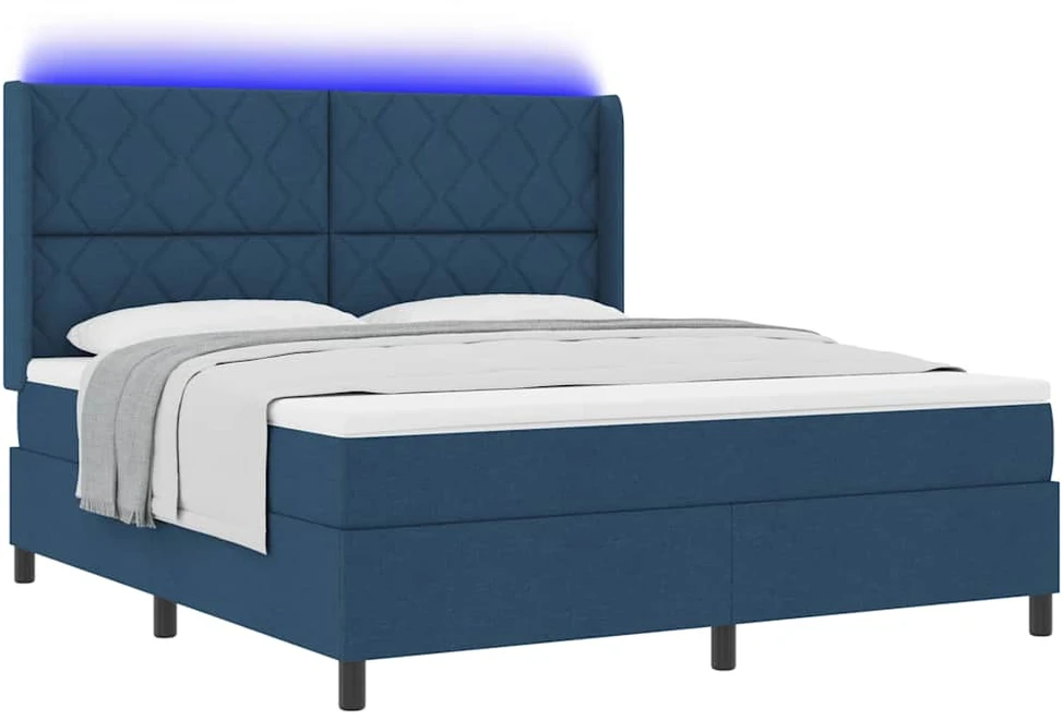 LED Čiužinio Lova su galvūgalio Mėlyna 180 x 200 cm audinys